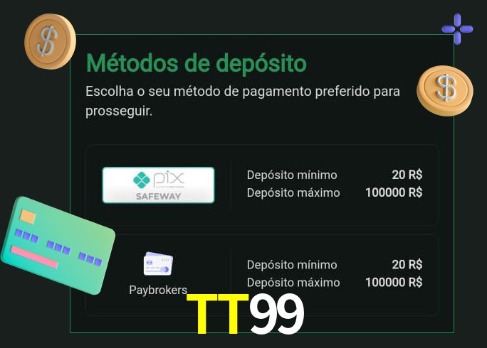 O cassino TT99 oferece uma grande variedade de métodos de pagamento